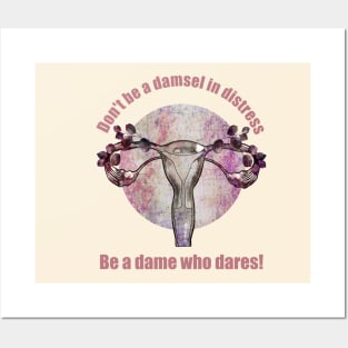 feminism quote motivational and floral uterus Posters and Art